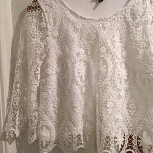 White TOPSHOP doilie shirt